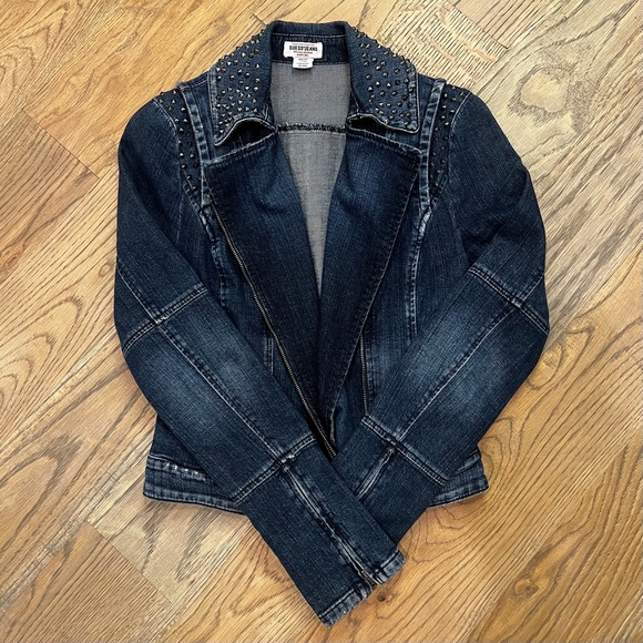 Vintage [GUESS] Americana Studded Denim | Asymmetrical USA Blue Jean Jacket | XS - Picture 3 of 16